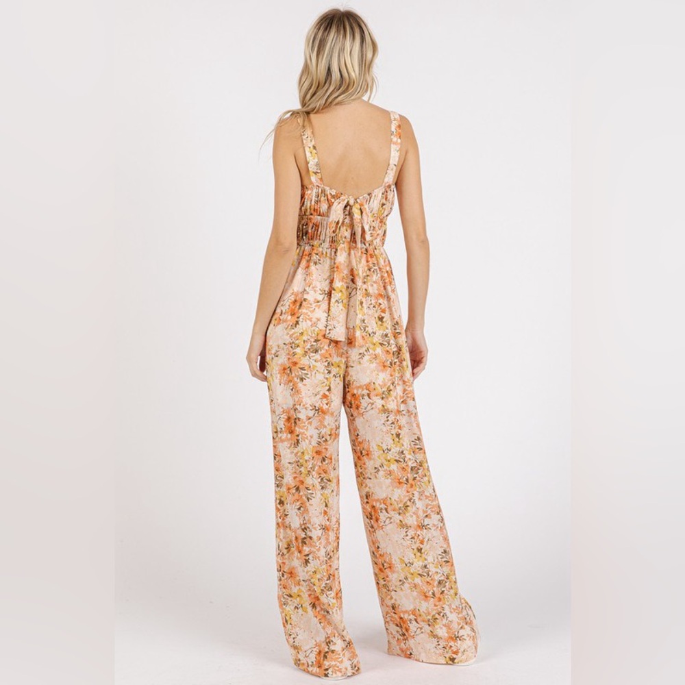 Mittoshop Flower Print Gathered Bust Sleeveless Jumpsuit - Picture 2 of 5